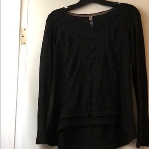 Black Xhilaration Sweater w. Embroidery